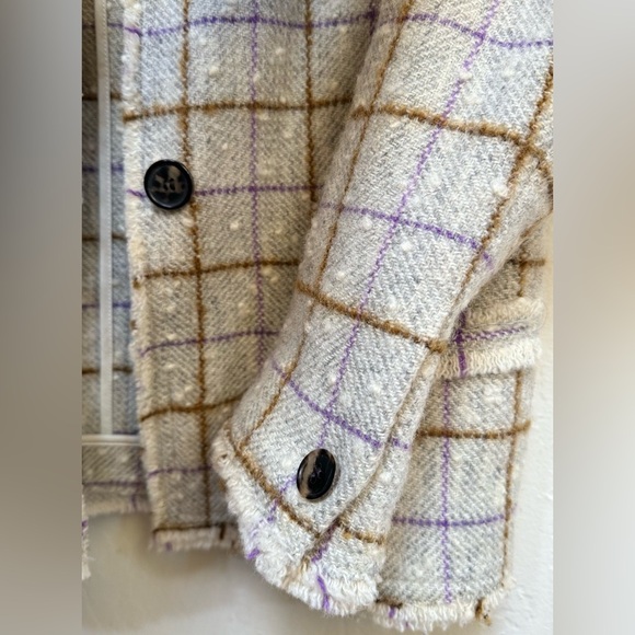 NWT Isabel Marant Etoile Lyra Grid Wool Jacket 34 One Button Roundneck Fitted - Picture 5 of 8